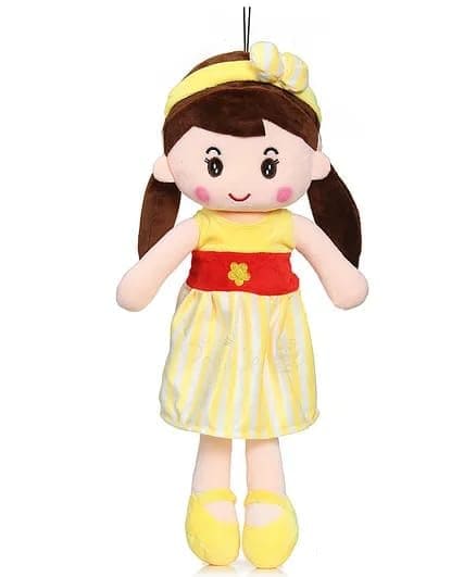 Yellow Striped Dress Girl Plush Doll