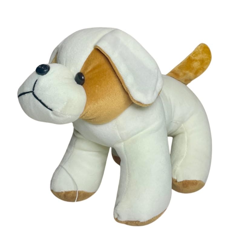 Cream and Tan Standing Plush Dog